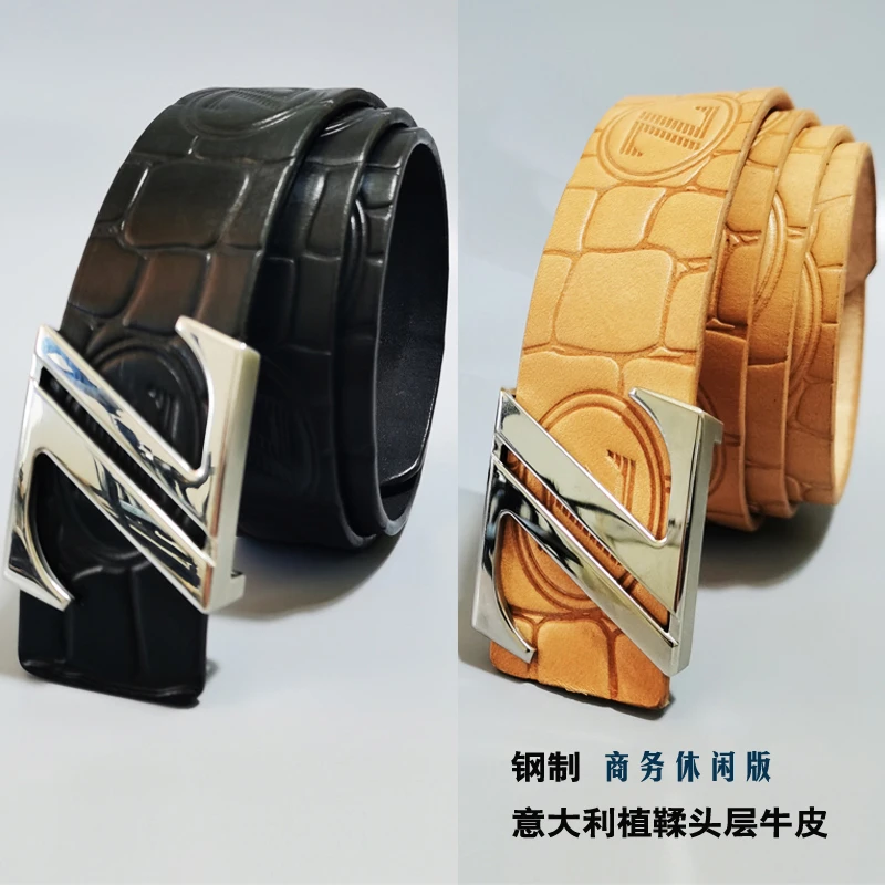 意大利植鞣头层牛皮（单层实心）手工男士皮带（钢扣）真皮休闲