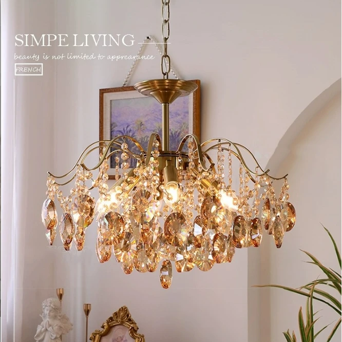 客厅灯法式轻奢浪漫水晶吊灯创意个性美式复古别墅大气卧室餐厅灯