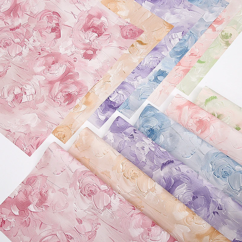 新款网红浮雕烫金灿烂系列包装纸 鲜花花束包装材料花店用品