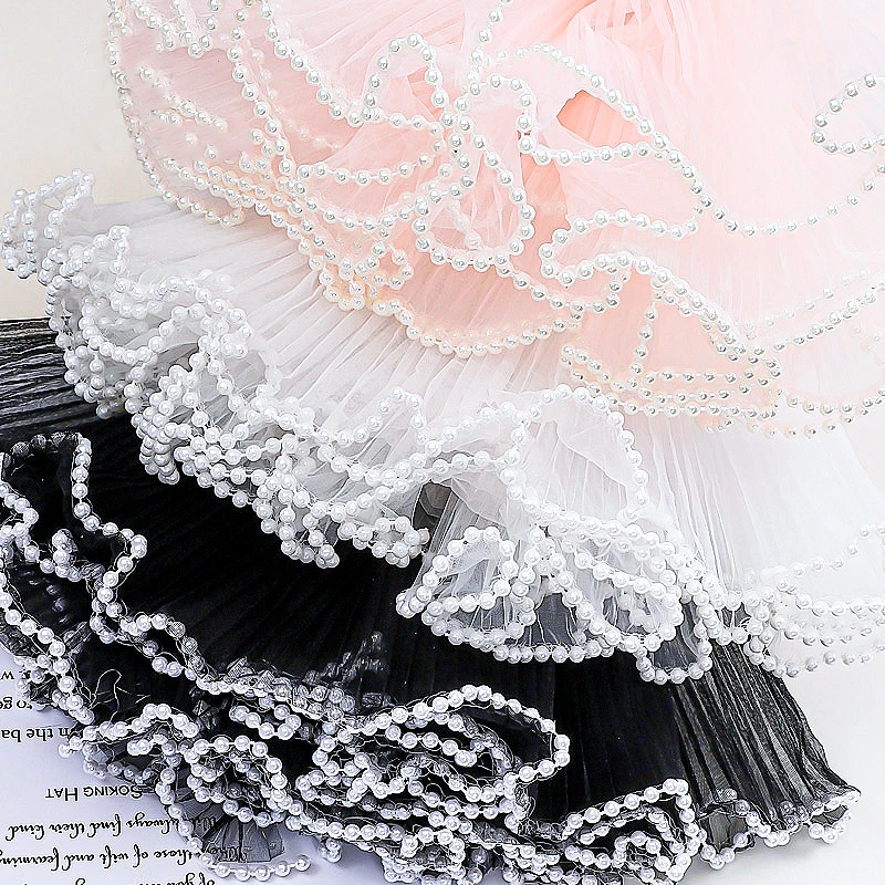 网红内衬珍珠波浪纱百褶波浪立体网纱包花浪花纱花束包装材料