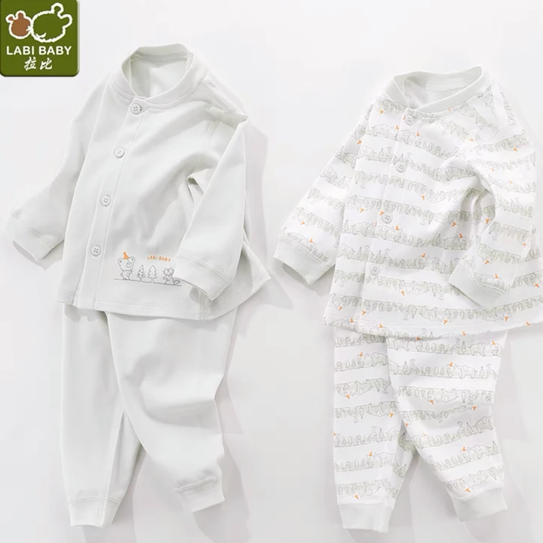 LABI BABY/拉比拉比新款男女宝宝厚款趣味旅途全开服套装（2套装）