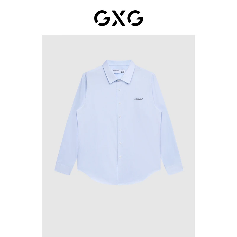 GXG男装 商场同款翻领长袖衬衫精致刺绣 22年秋季新品#GD1030640G