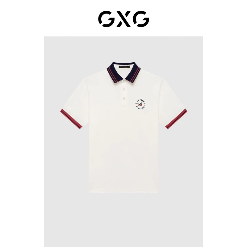 GXG零压POLO23年夏季撞色精致polo绣花宽松舒适Polo衫GHE1240149C