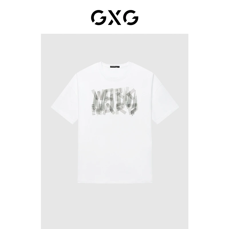 GXG男装 创意字母印花图案情侣T恤男短袖23年夏新品#GED14416362