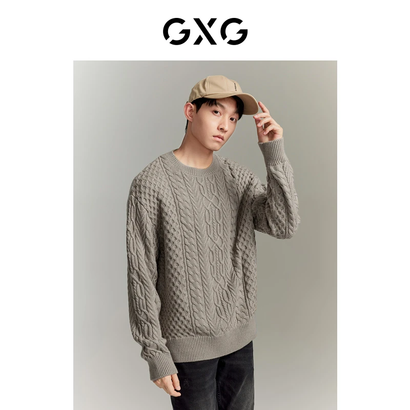 秋冬男款提花立体毛衣圆领针织衫男2023年秋季新品#GED12021623