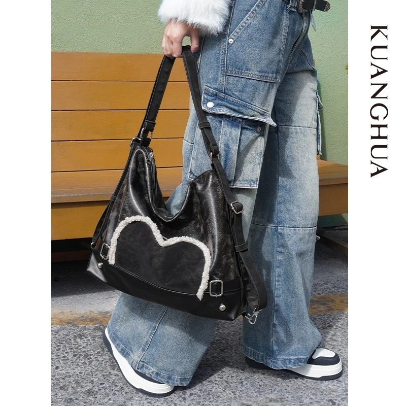 哐花原创小众设计大包女甜酷少女斜挎双肩包高级感托特包单肩通勤