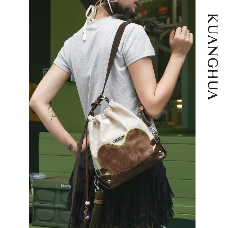 哐花2025原创新款小双肩包托特流浪包一包多用松弛感包包女斜挎包