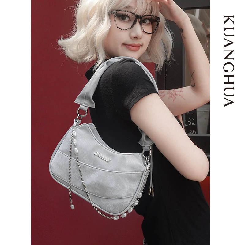 哐花2024夏高级感腋下包单肩斜挎包通勤百搭手拎包甜酷包包女原创