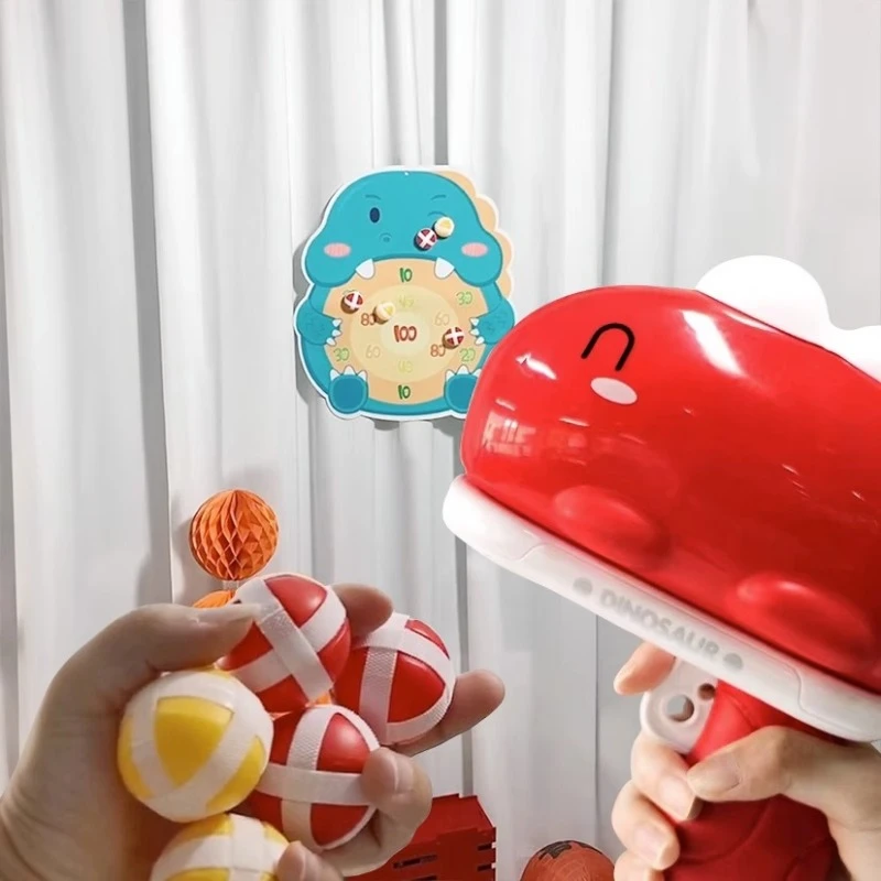 创意有趣恐龙球球枪标靶弹射粘粘球接亲游戏道具堵门伴郎堵门玩具