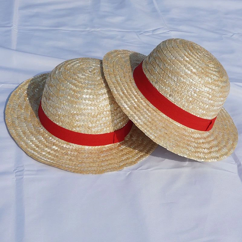 夏季户外帽男路飞道具原色麦秆帽黄色休闲沙滩帽