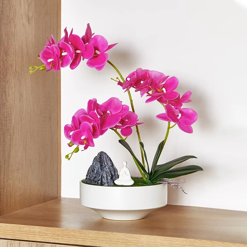 蝴蝶兰仿真花摆件高品质客厅餐桌花艺摆设塑料假花装饰植物大盆栽