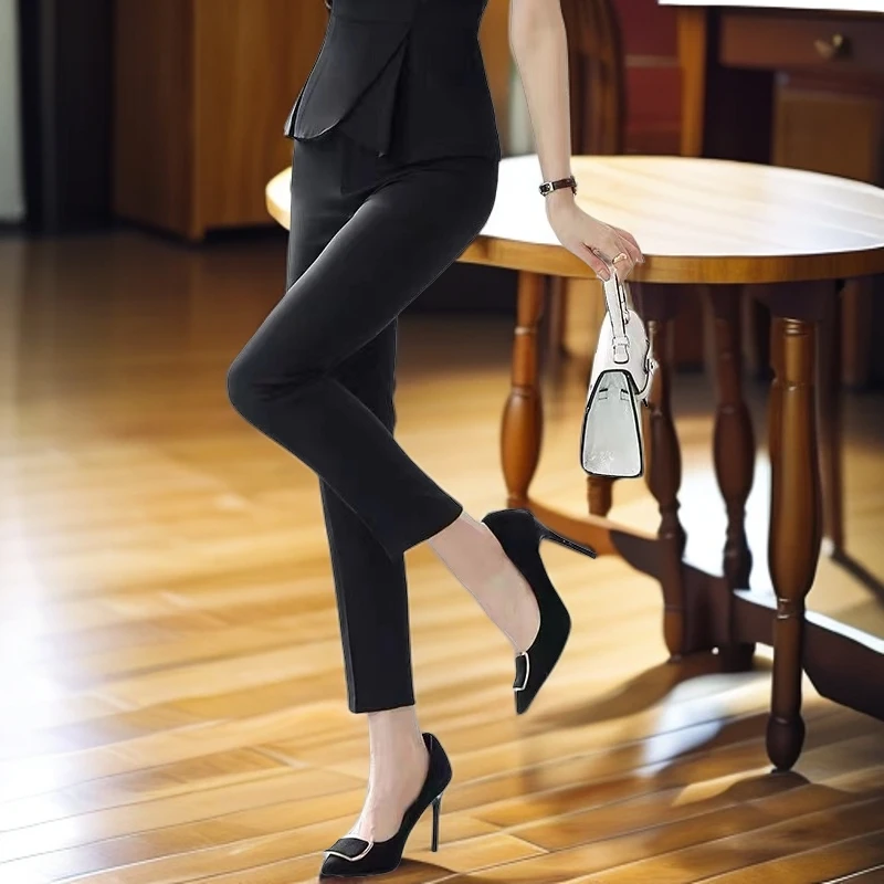 瑶瑶专享-职业西装裙西装裤时尚黑色修身工作商务面试显瘦女款