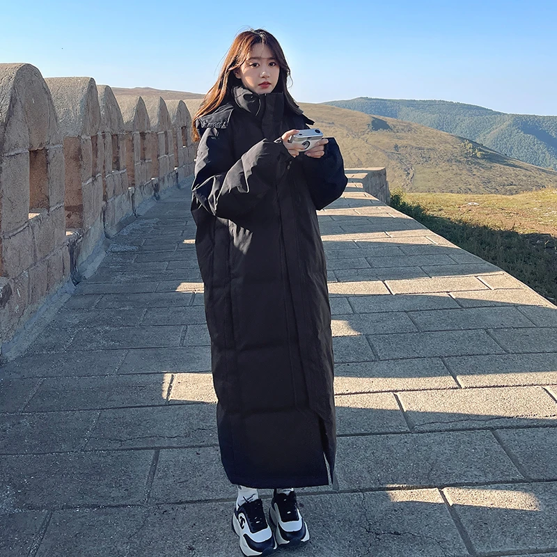 中戏黑色羽绒服女冬季2023新款超长款到脚踝东北极寒加厚保暖外套