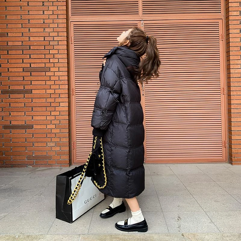 黑色爆款羽绒服女长款2023冬新款加厚今年流行过膝90白鸭绒面包服
