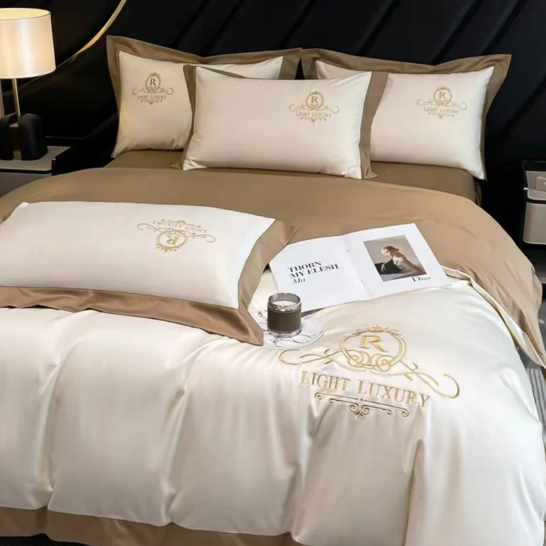 1655  床上四件套全棉明悟奶昔白