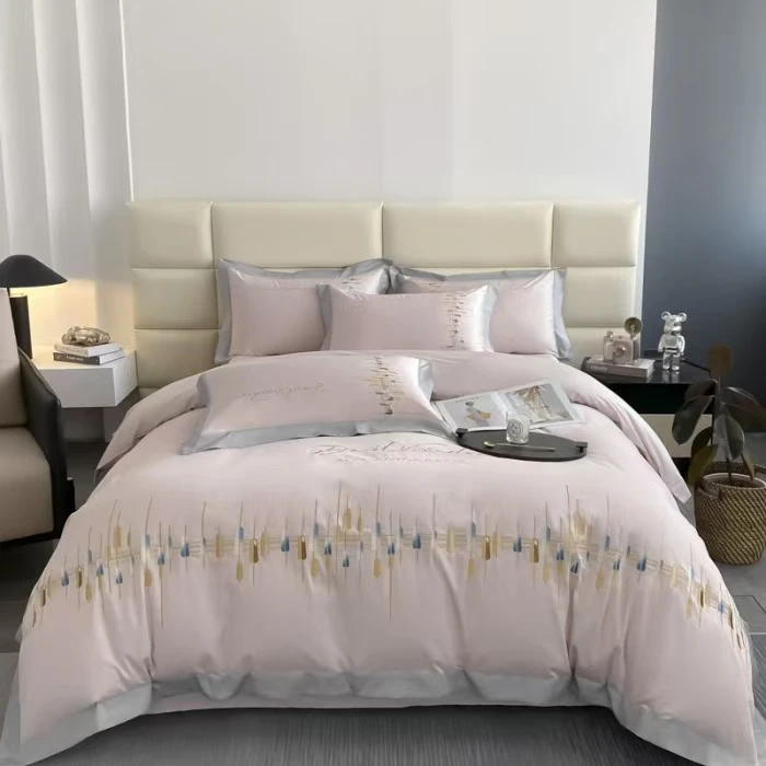 367  床上四件套全棉音符粉