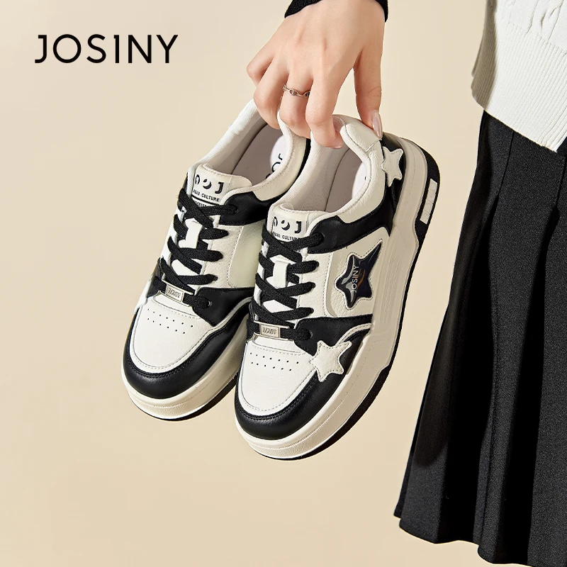 卓诗尼2024年秋季新款潮流设计大胆拼色星星板鞋松糕跟百搭款板鞋