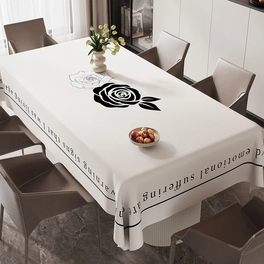法式轻奢风桌布免洗防油防水pvc餐桌布高级感长方形茶几桌垫台布