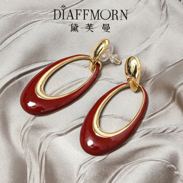 铜合金耳饰 D·F·M〖红与黑〗轻奢高质感耳环
