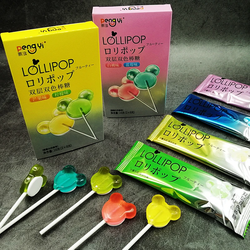 双层双色棒棒糖创意混合水果味可乐味糖果小零食品节日礼物年货