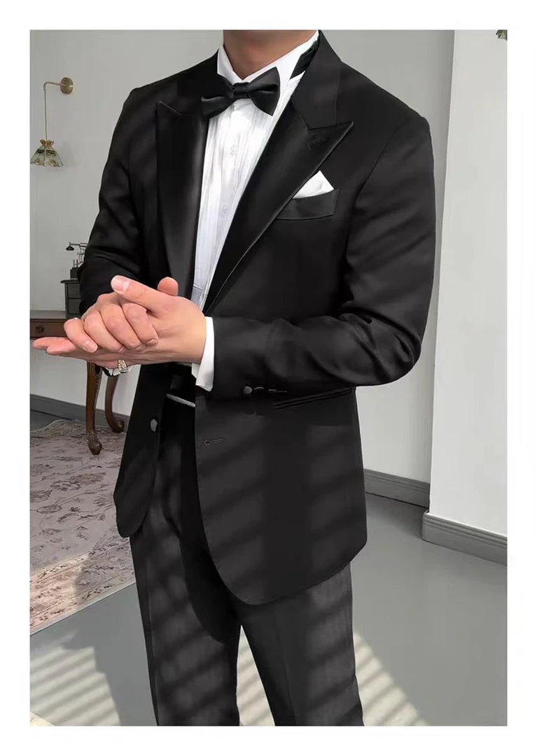 【断码单礼服】英式轻奢缎面塔式多戗驳领单排礼服  婚礼/主持/宴会
