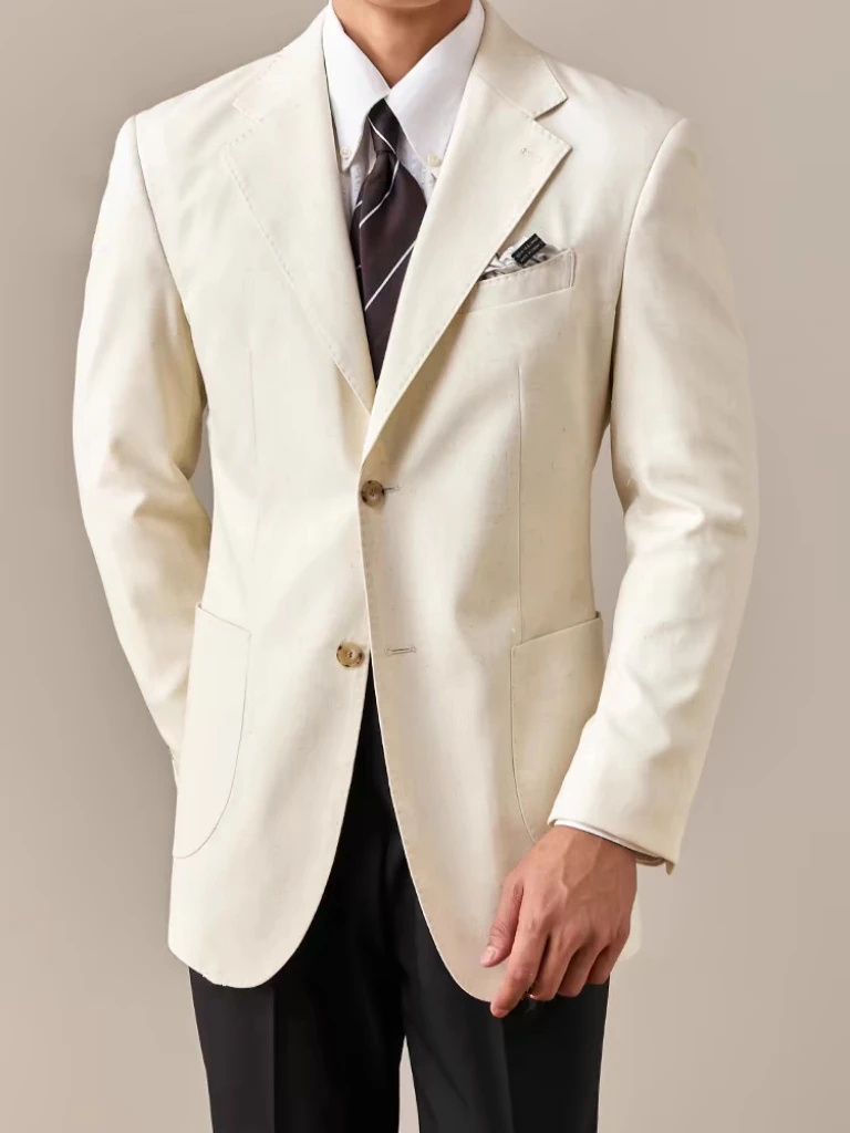 【壹墨】绅士复古休闲亚麻混纺西装  平驳领单排扣  轻薄透气抗皱