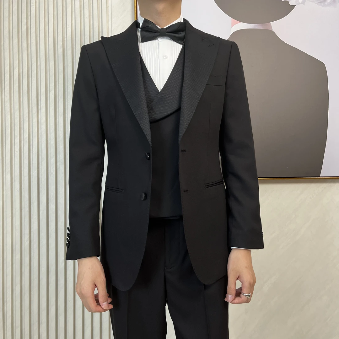 【三件套】优雅绅士 黑色系戗驳领单排 婚礼/宴会/主持礼服三件套