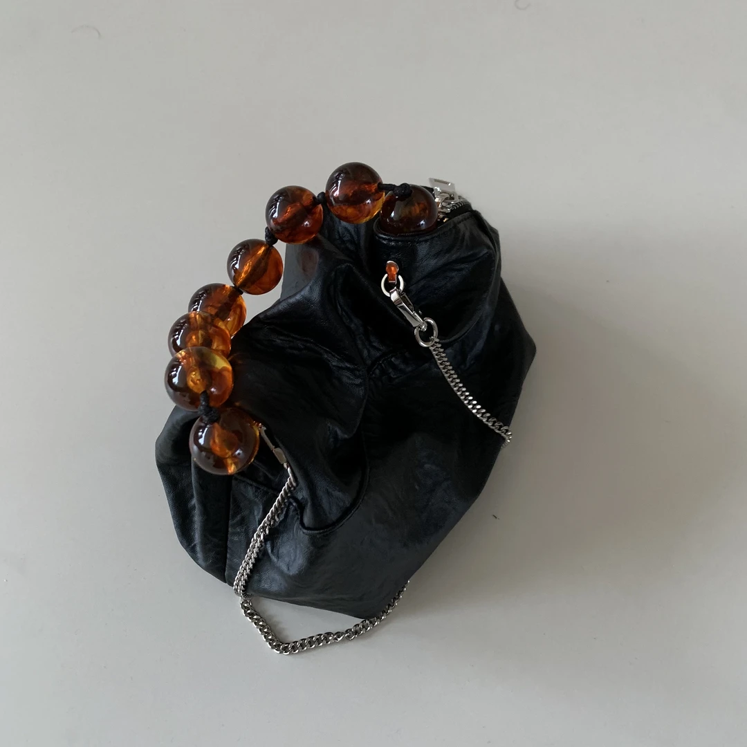 NNO小众品牌 时尚复古女士小众百搭串珠 手提包 1819