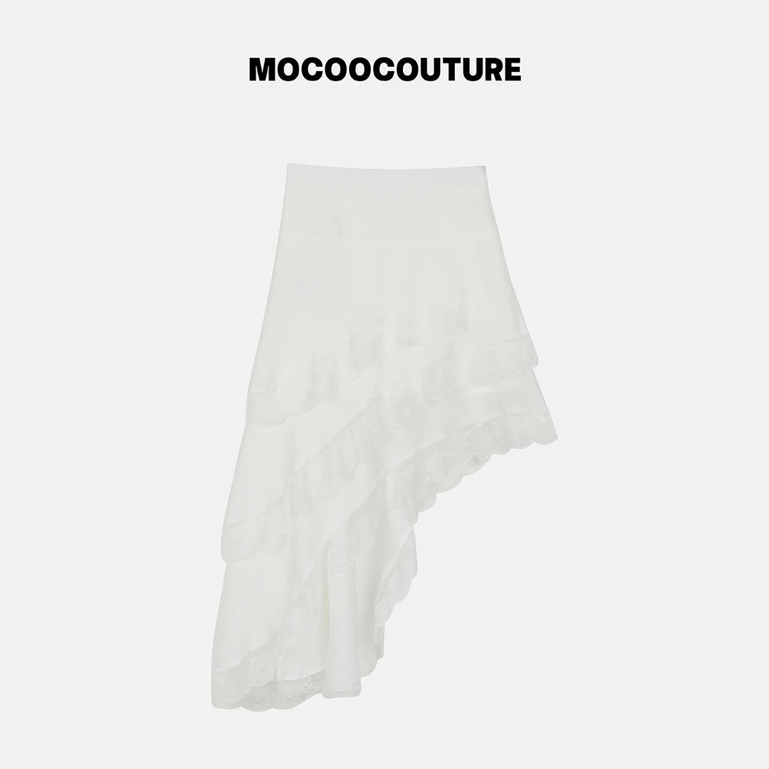 不规则斜摆 醋酸本白蛋糕裙 26184