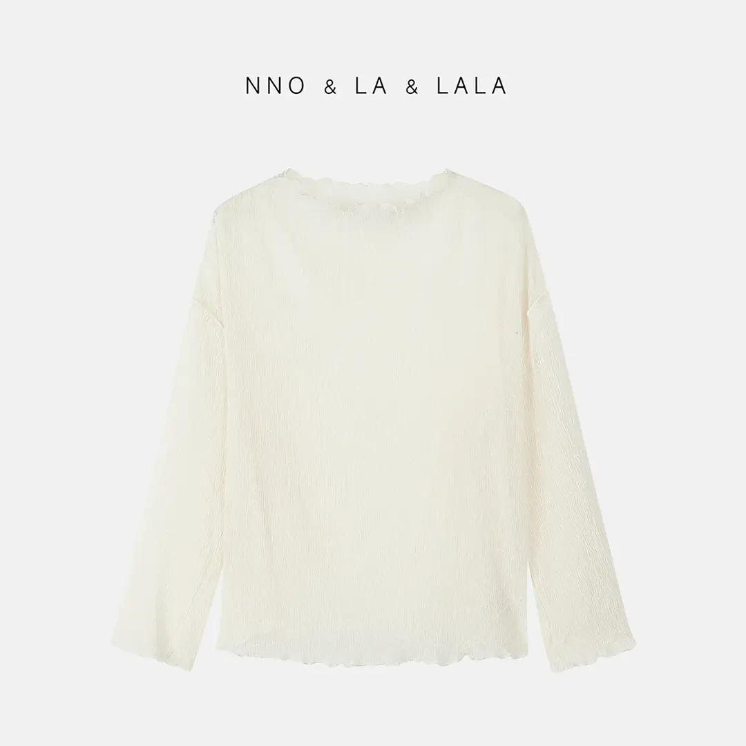 LA 透视感 褶皱肌理 网纱上衣  26309