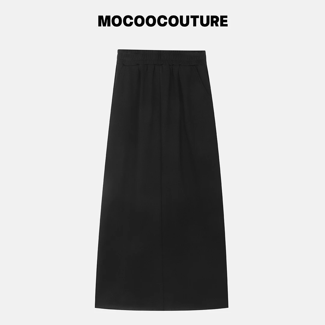 慵懒风 黑色 开叉半身裙  22109