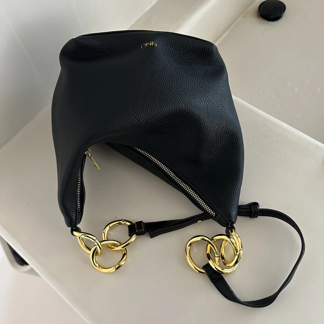 NNO小众女包 黑色手提包 百搭ins韩版个性时尚休闲简约单肩1696