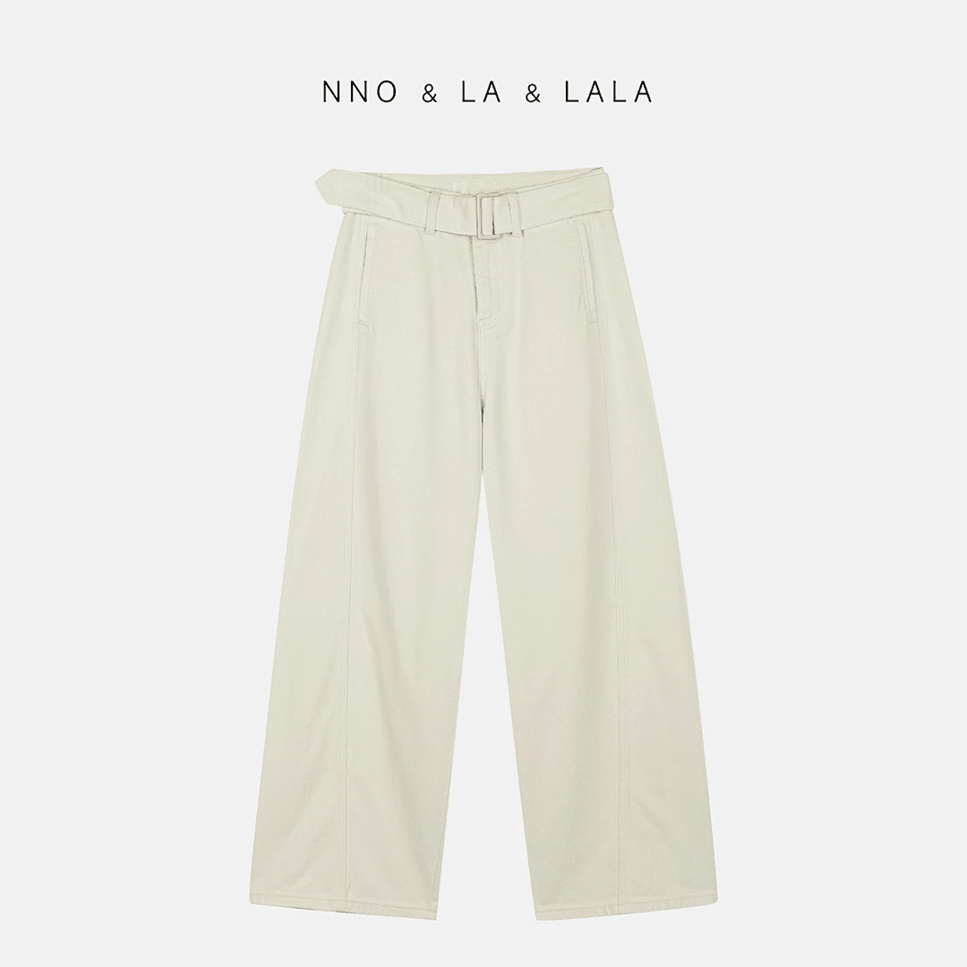 LA  松弛感 小众腰带本色阔腿 拖地牛仔裤 25546