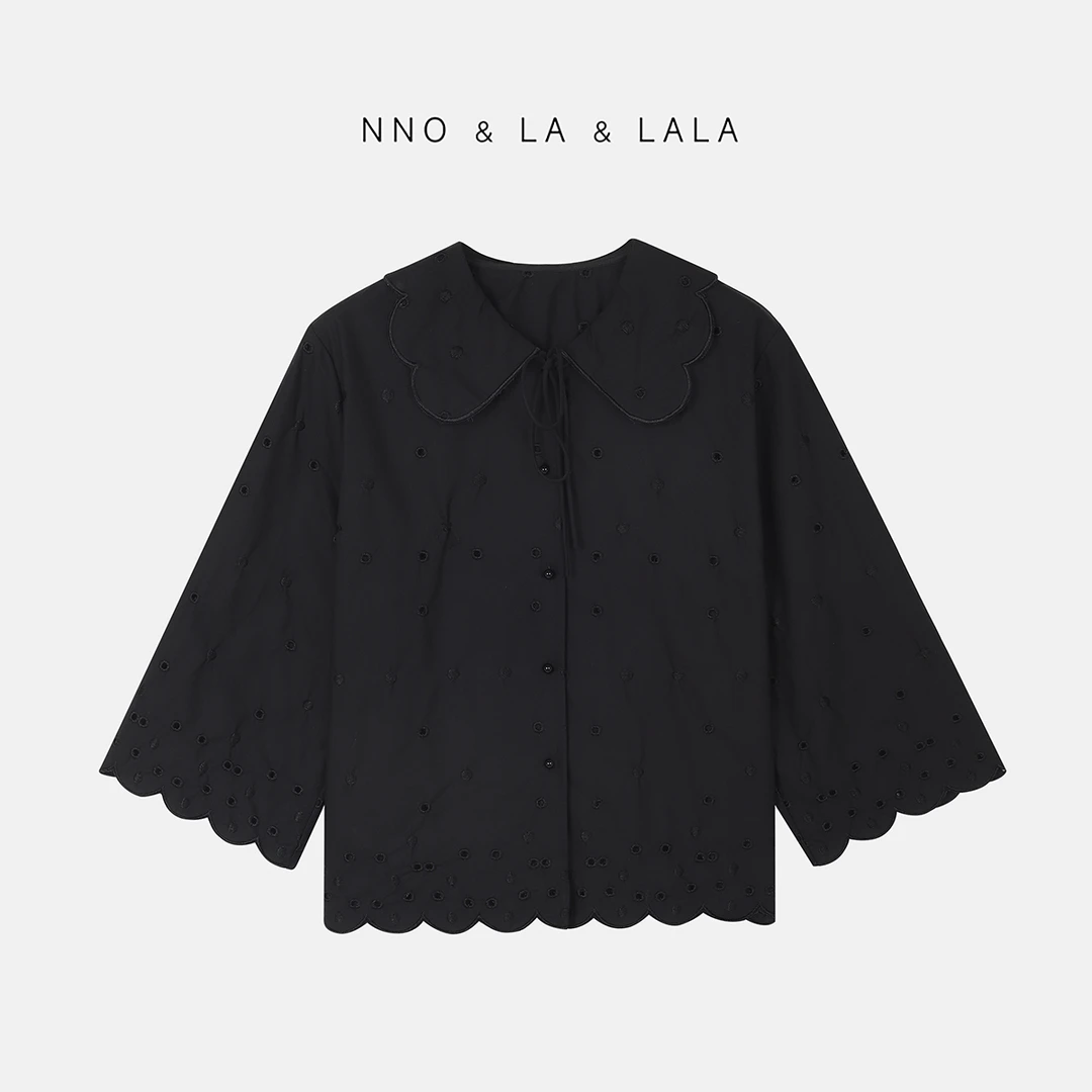 LA 进口织机 提花绣线 花瓣领 衬衫 26378