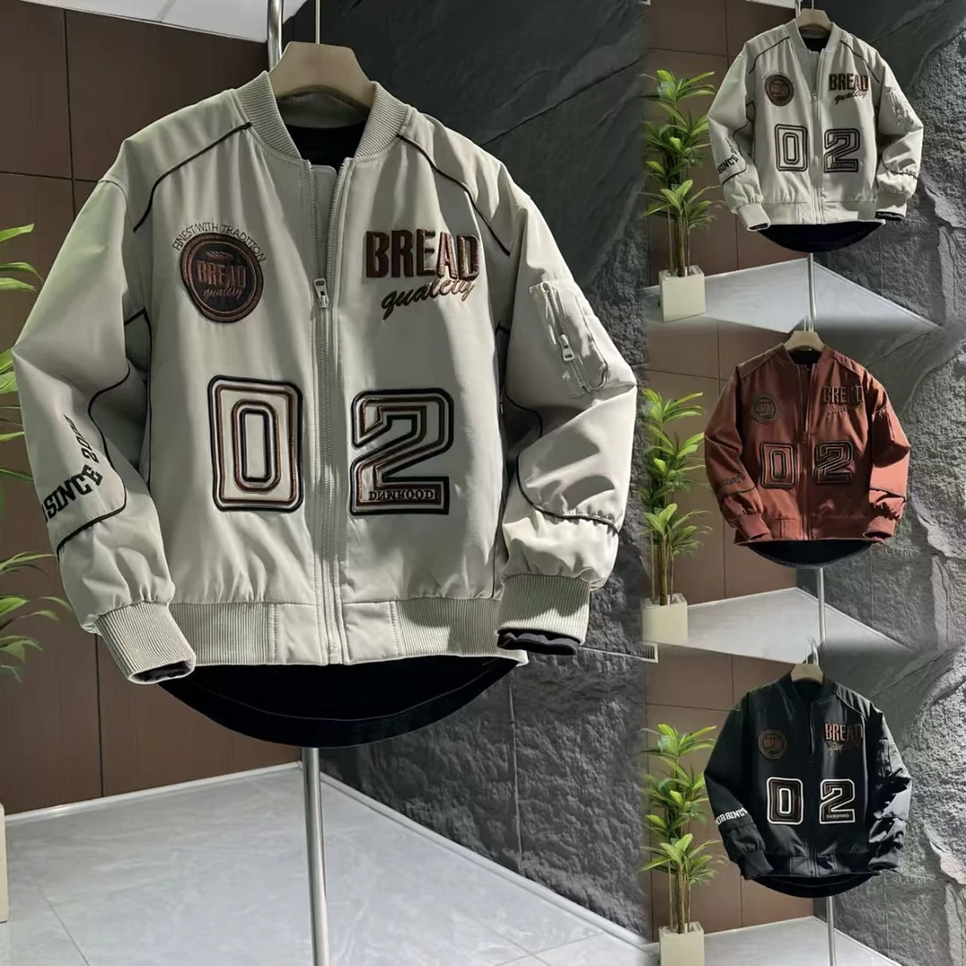 秋冬新款刺绣棒球棉服情侣夹克宽松休闲飞行员外套