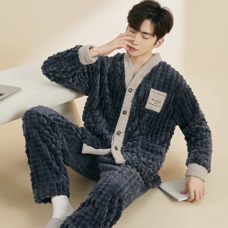 睡衣男冬季珊瑚绒加绒加厚男士秋冬款天保暖2024年新款家居服套装