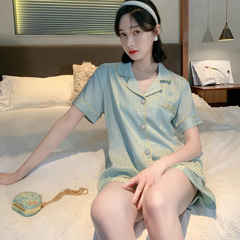 冰丝睡衣女春夏季女款2024新款夏天短袖短裤休闲薄款家居服套装