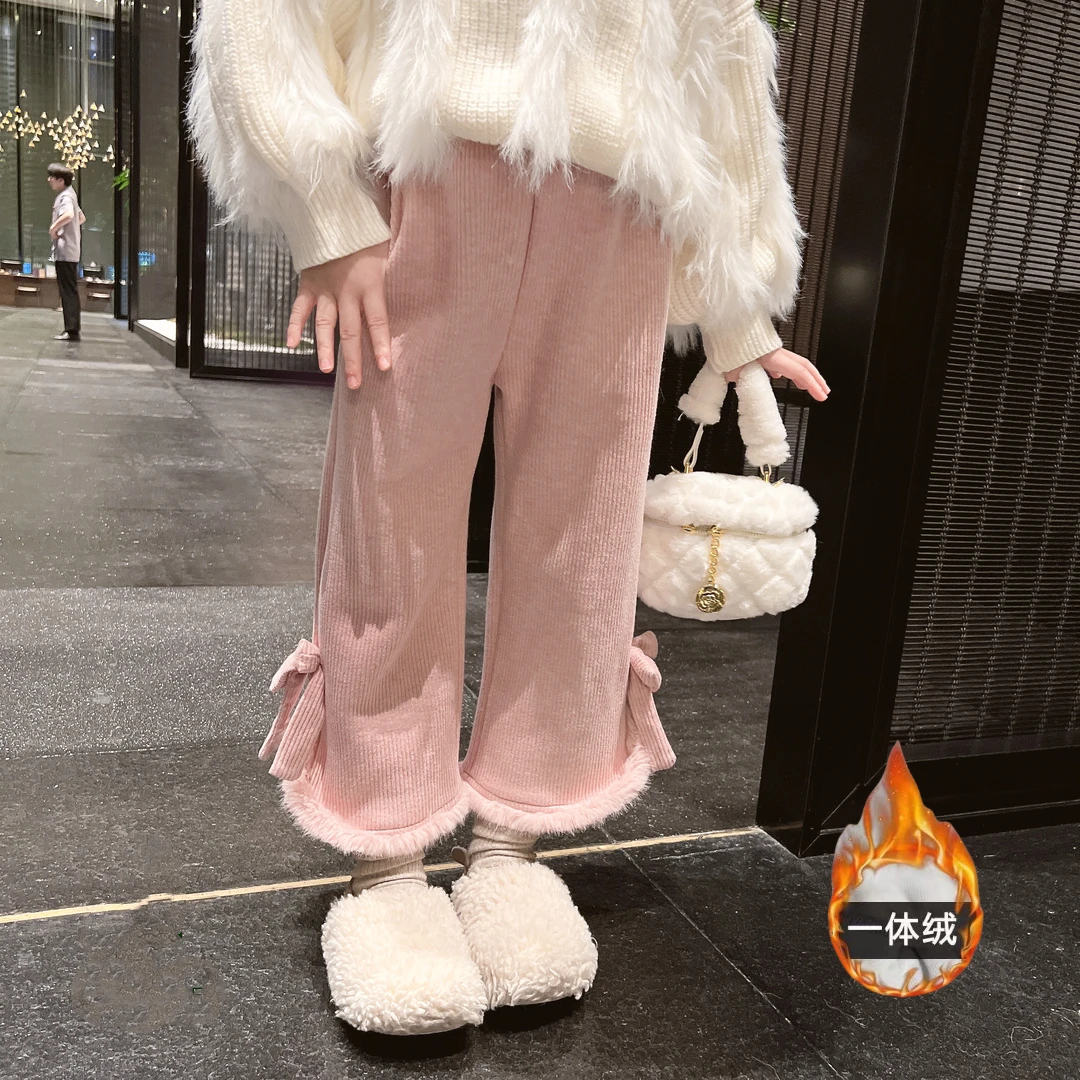 灯芯绒秋冬休闲阔腿裤女高腰长裤直筒新款加绒加厚宽松休闲裤