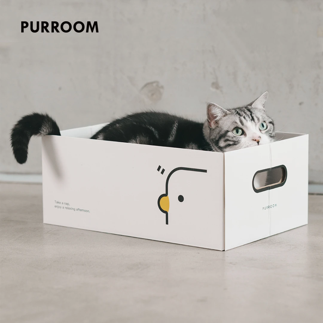 PURROOM躺平猫抓板猫窝磨爪保护沙发瓦楞纸板箱猫咪玩具