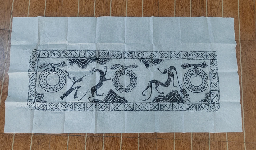 拓片汉代砖拓训虎图