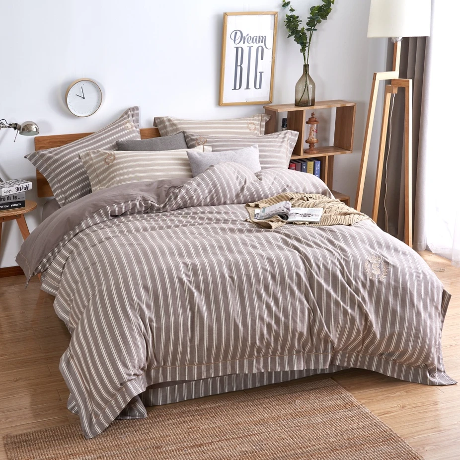 【稚雅】品牌特价  金太阳轻磨毛长绒棉色织四件套  柔软亲肤透气