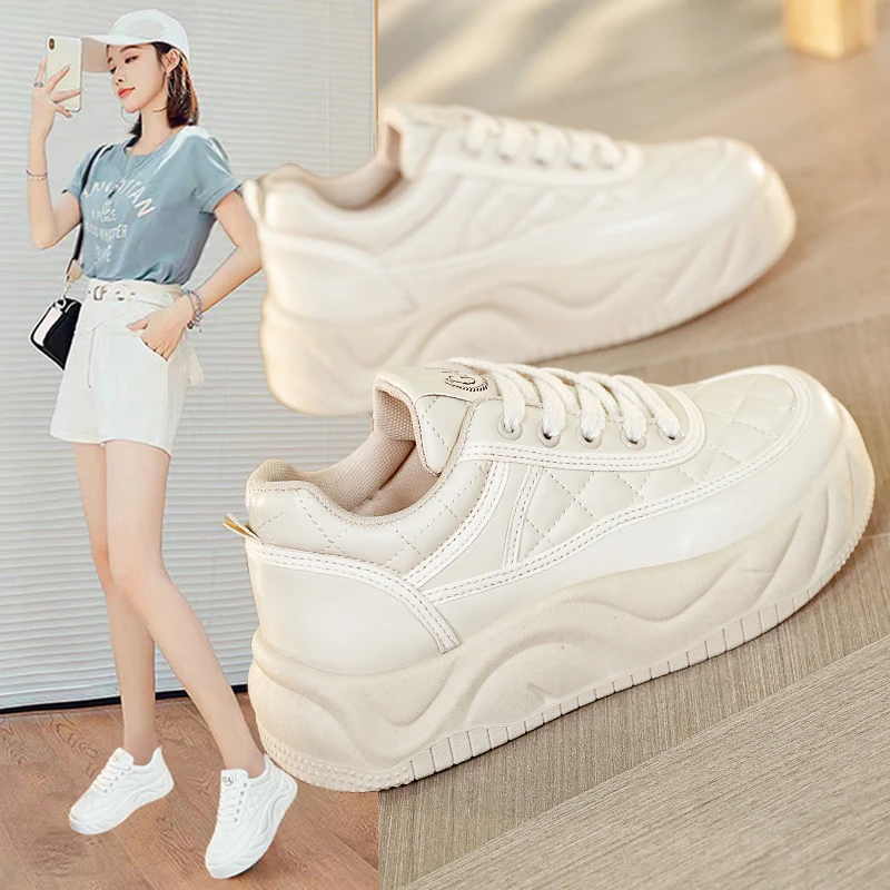 小白鞋女2024春秋新款时尚百搭ins厚底板鞋运动鞋休闲跑步鞋