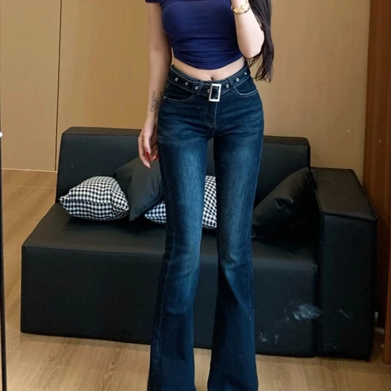 微喇牛仔裤女春秋季2024年新款时尚潮流百搭韩版显高显瘦喇叭裤子