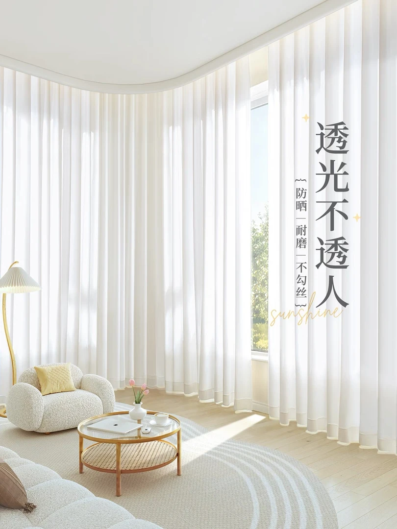 捡漏新款现代简约佳丽纱卧室客厅阳台白色纯色窗纱