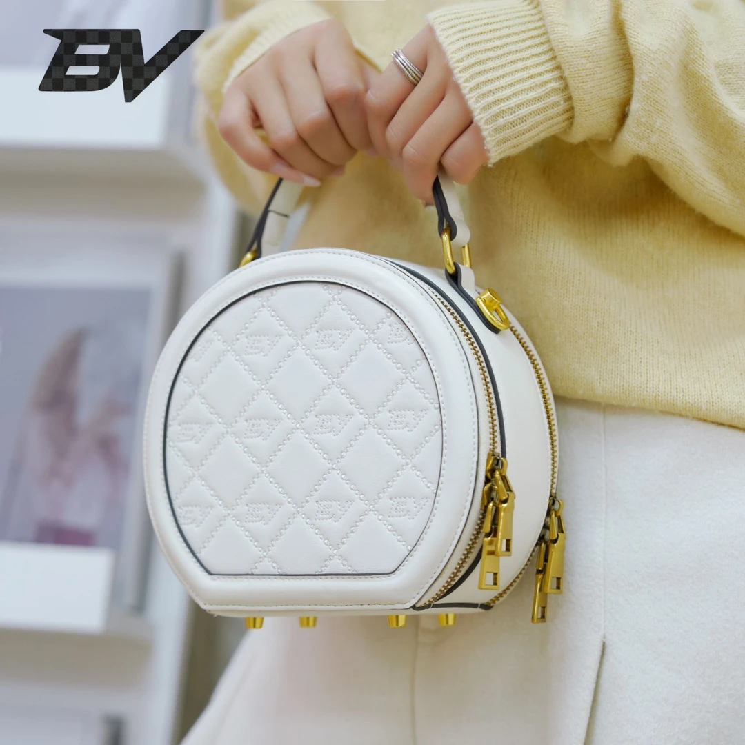 BV新款时尚百搭潮流圆饼包气质单肩斜挎女包