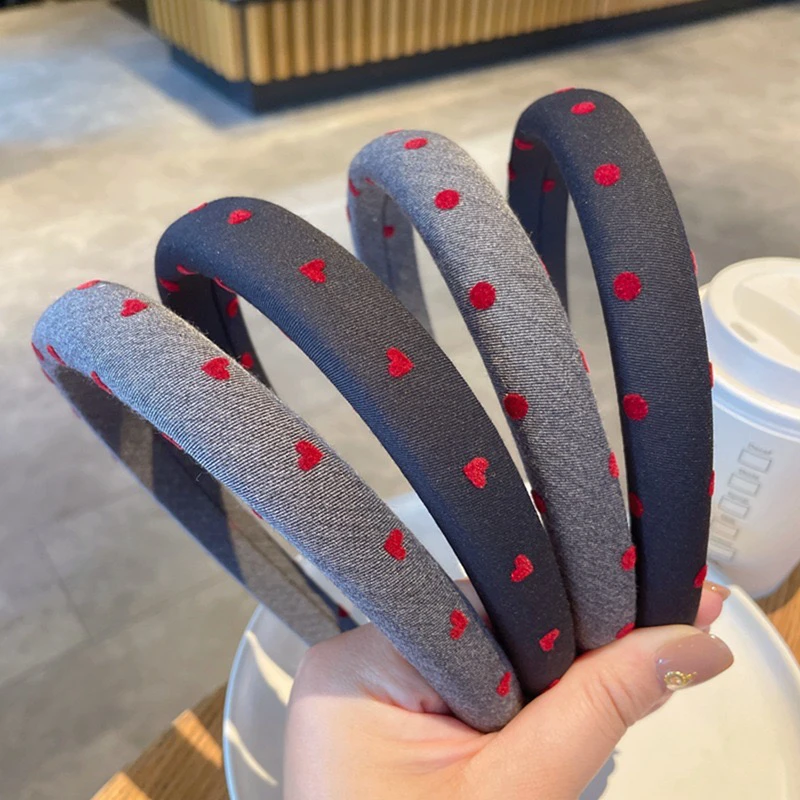 秋冬新款发箍印花海绵发箍高颅顶波点爱心发箍洗脸发夹