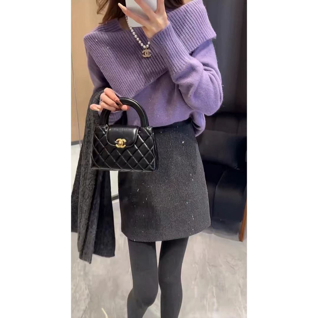 2025春季新款一字领漏肩纯色高级韩系百搭时尚显瘦洋气毛衣