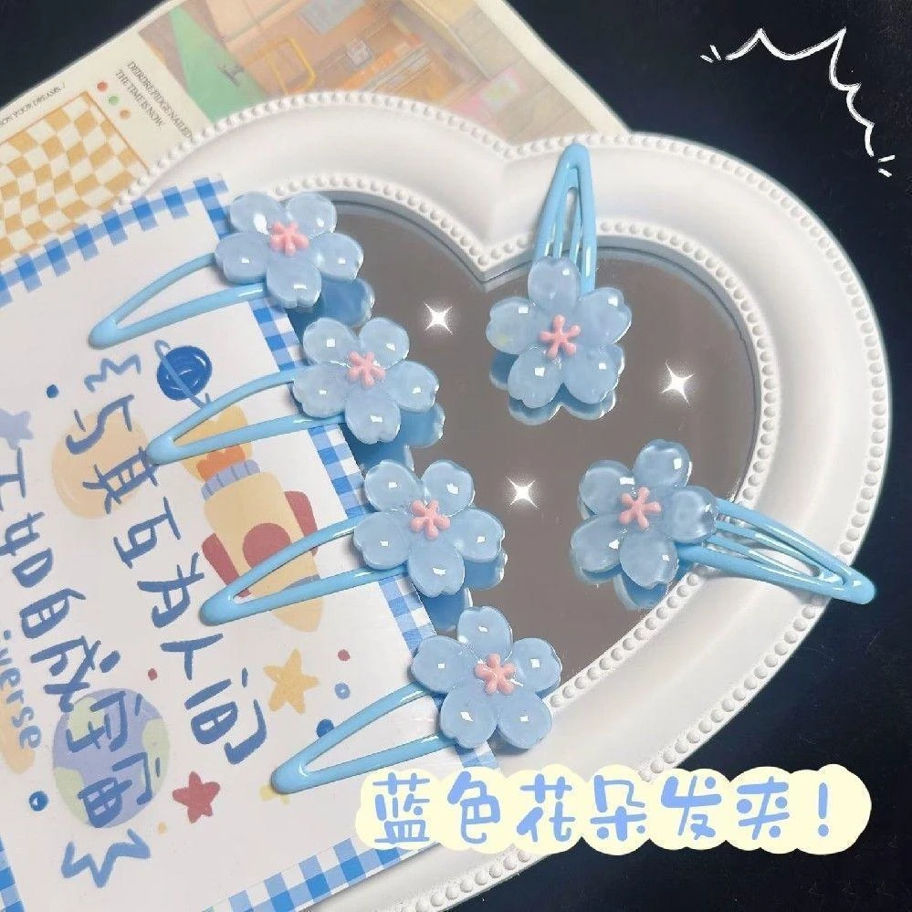 春季发卡清新蓝色樱花bb夹发夹甜美ins可爱风少女侧边刘海头夹
