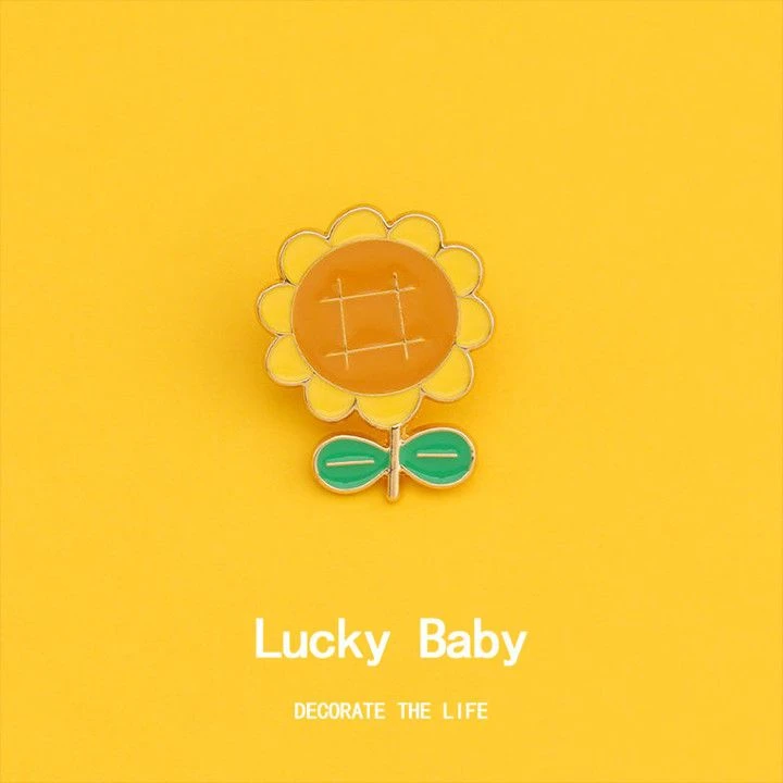 LuckyBaby一举夺魁勋章向日葵胸针可爱金属徽章男女别针包装饰品