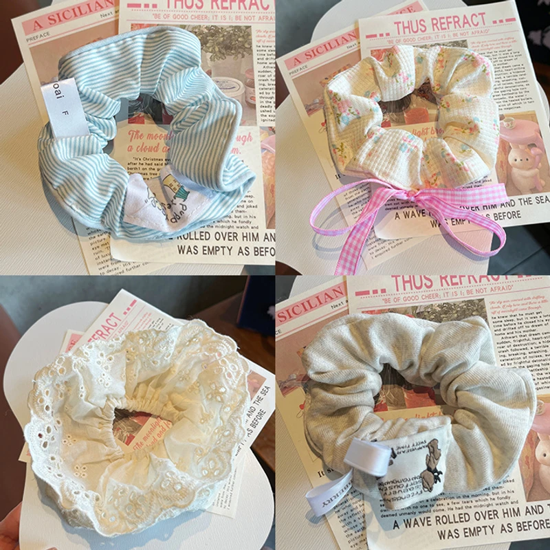 ins风温柔可爱小狗百搭大肠发圈韩国复古新款扎丸子头绳少女头饰